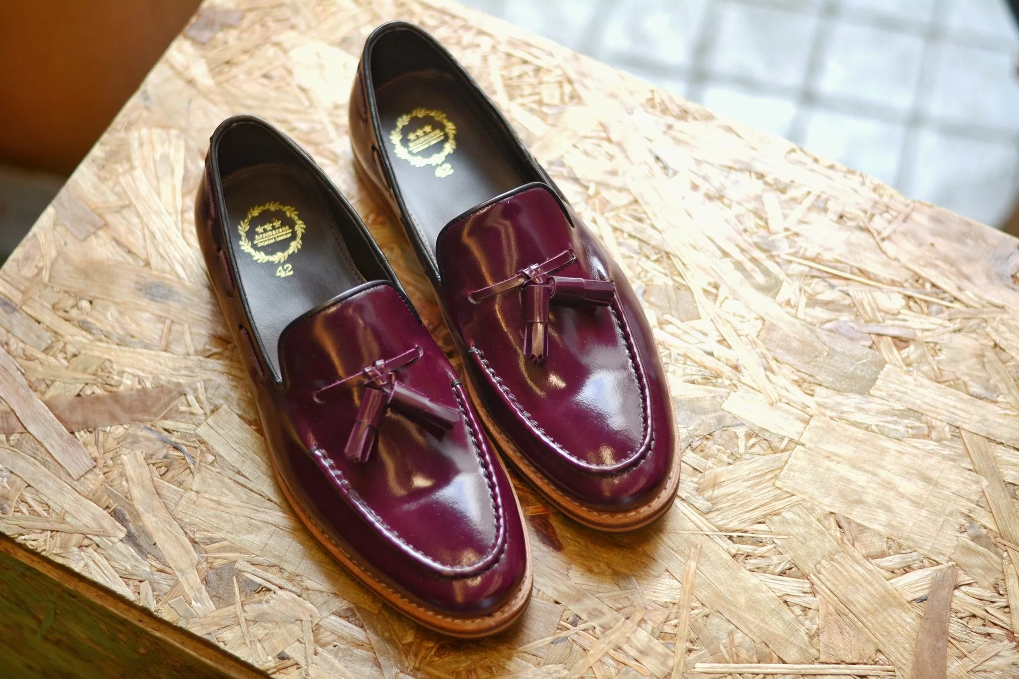 503 Purple Tassel Loafer Wooden Soles