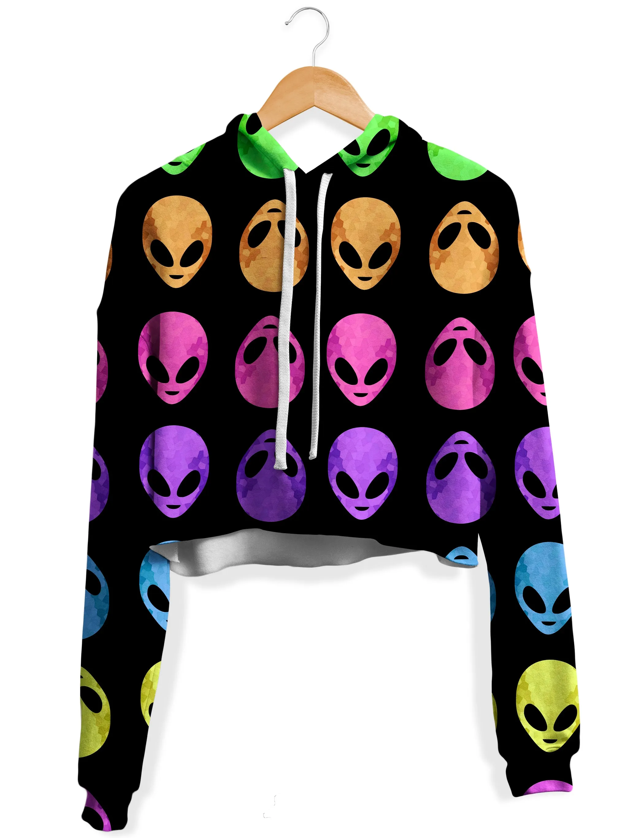 Alien Pattern Crop Hoodie and Leggings Combo