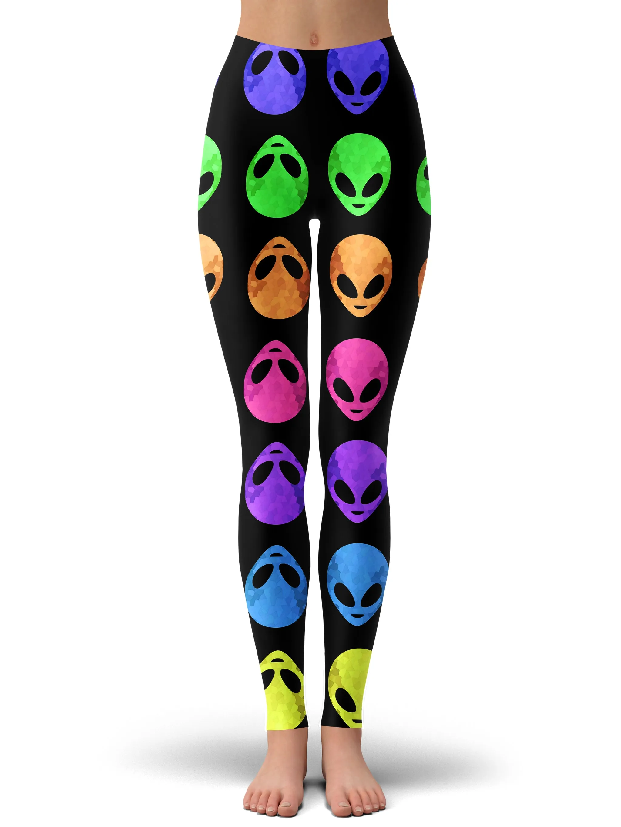 Alien Pattern Crop Hoodie and Leggings Combo