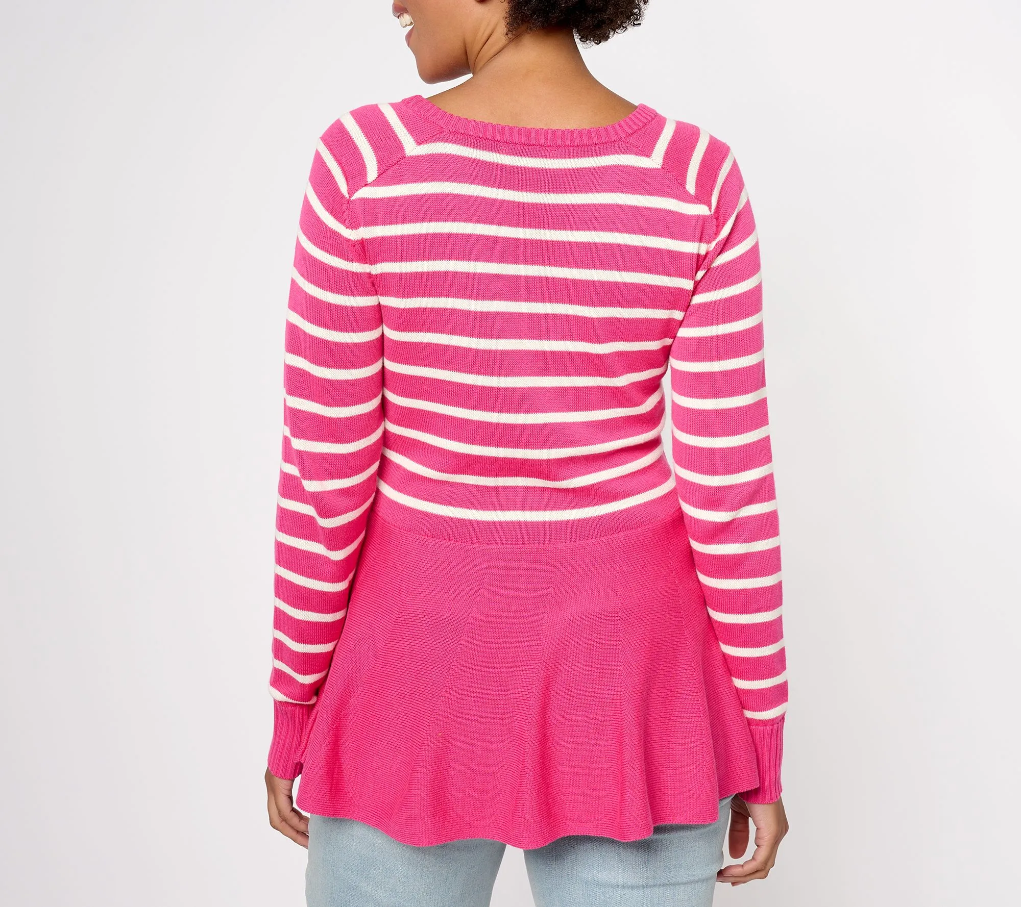 AnyBody Stripe Peplum Sweater