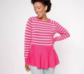 AnyBody Stripe Peplum Sweater