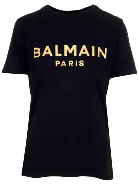 Balmain Buttoned Embellished Crewneck T-Shirt