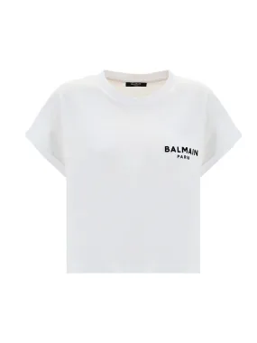 Balmain Logo Printed Cropped T-Shirt