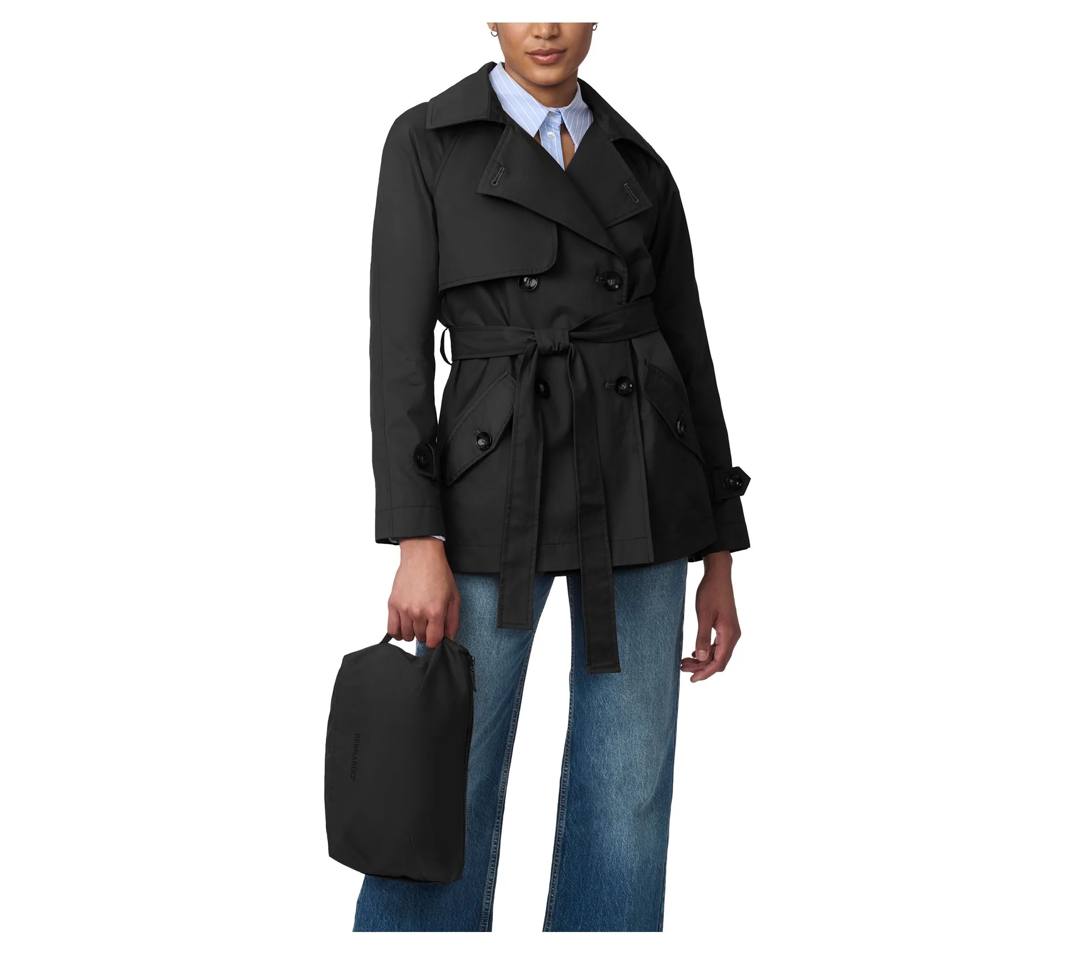 Bernardo Short Belted Packable Trench Coat