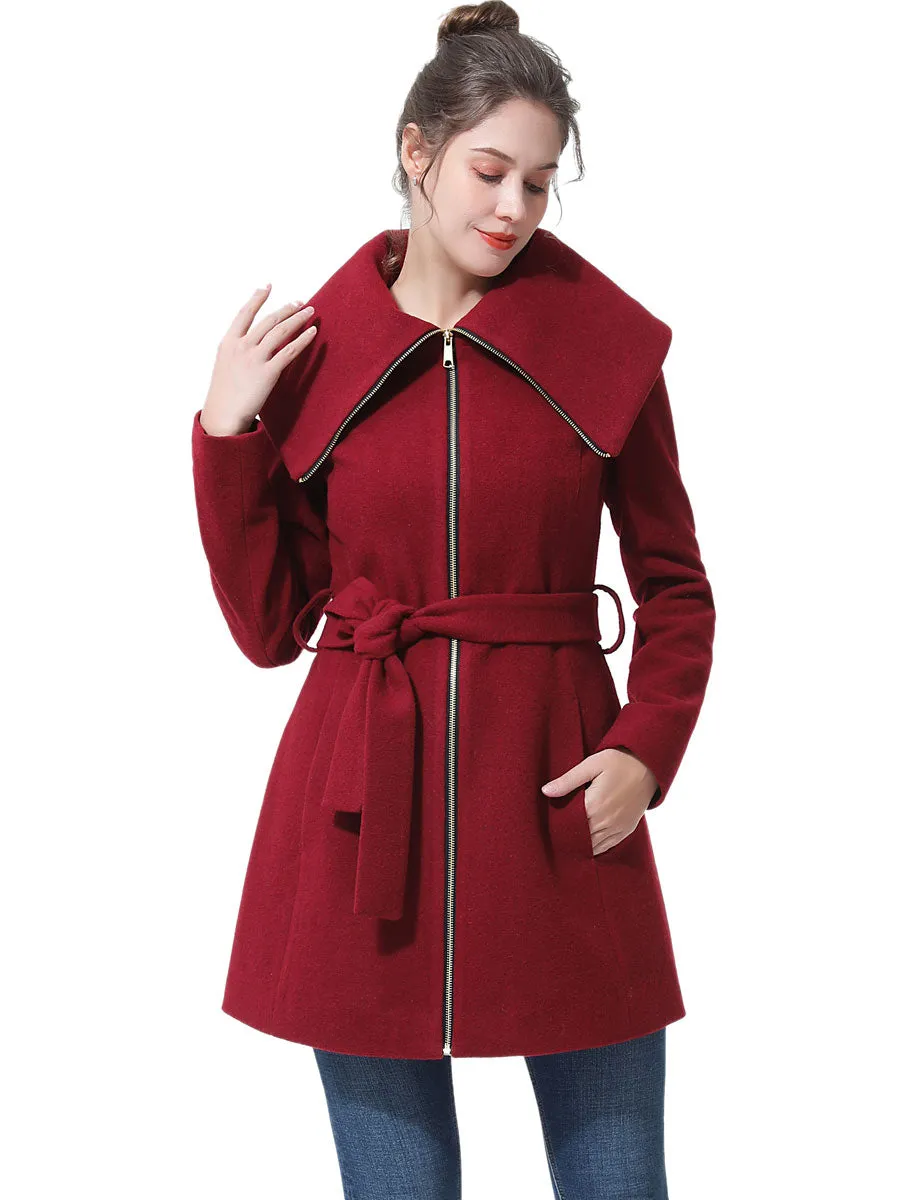 BGSD Women Aya Belted Wool Coat