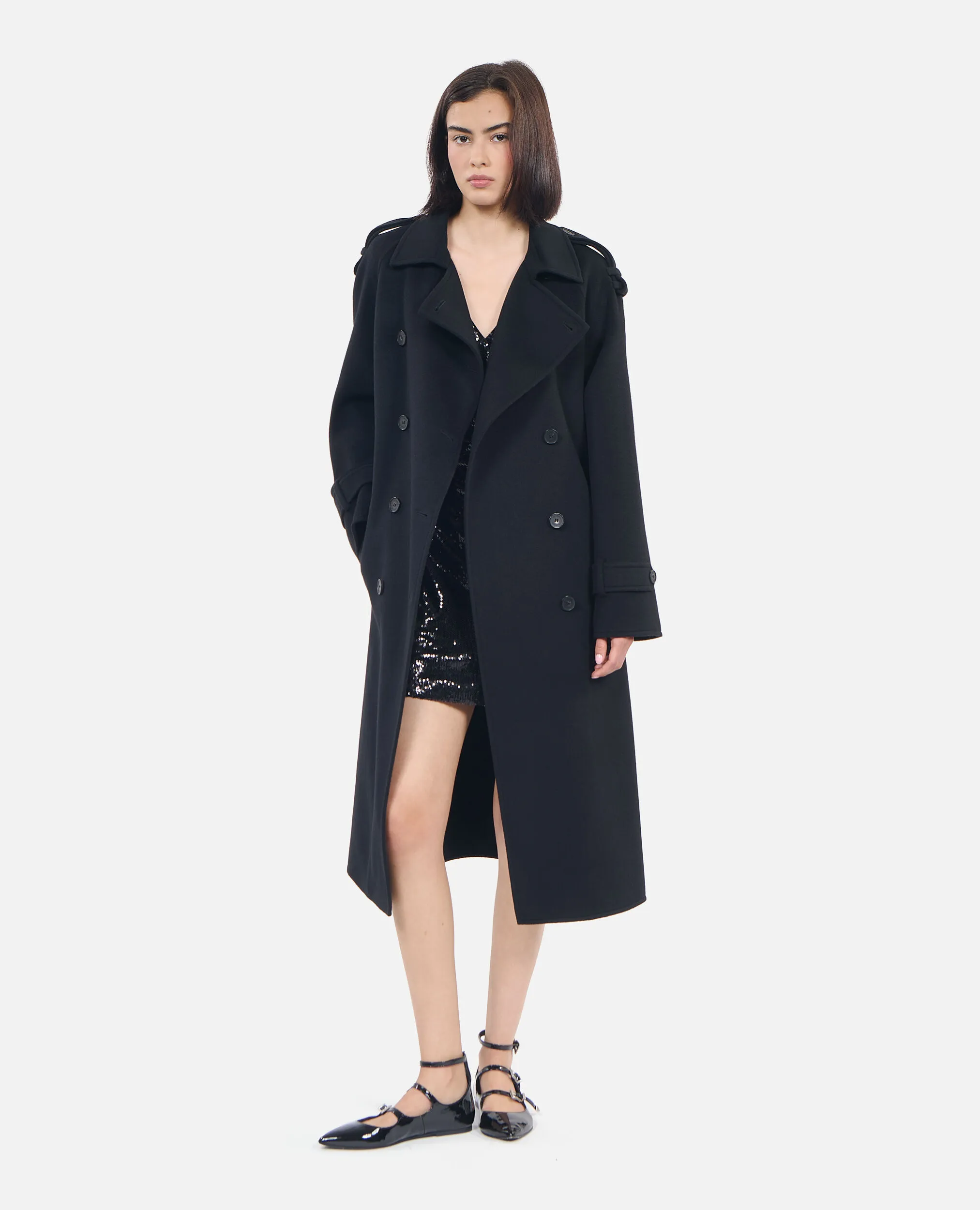 Black trench style coat