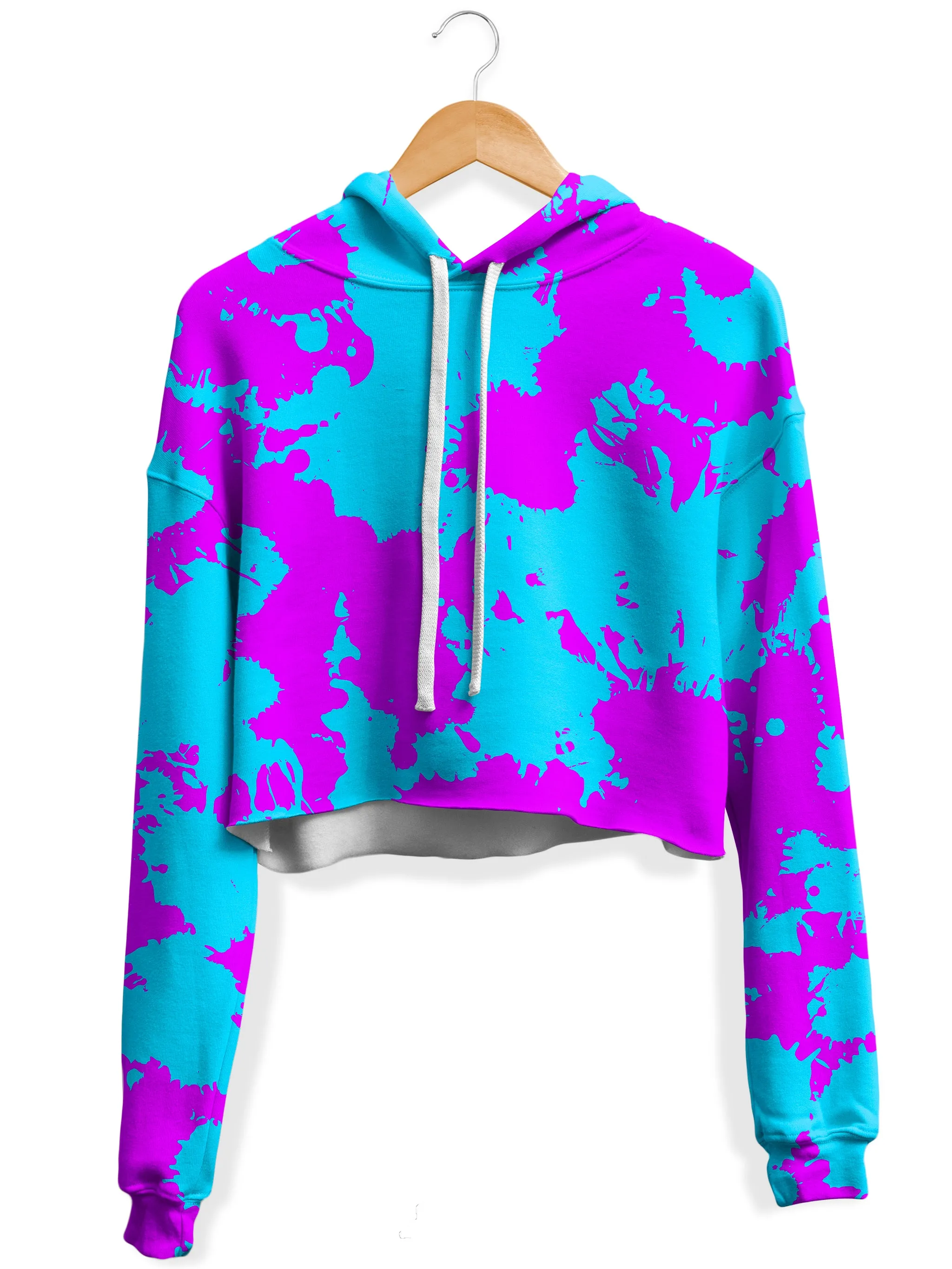 Blue and Purple Paint Splatter Crop Hoodie and Leggings Combo