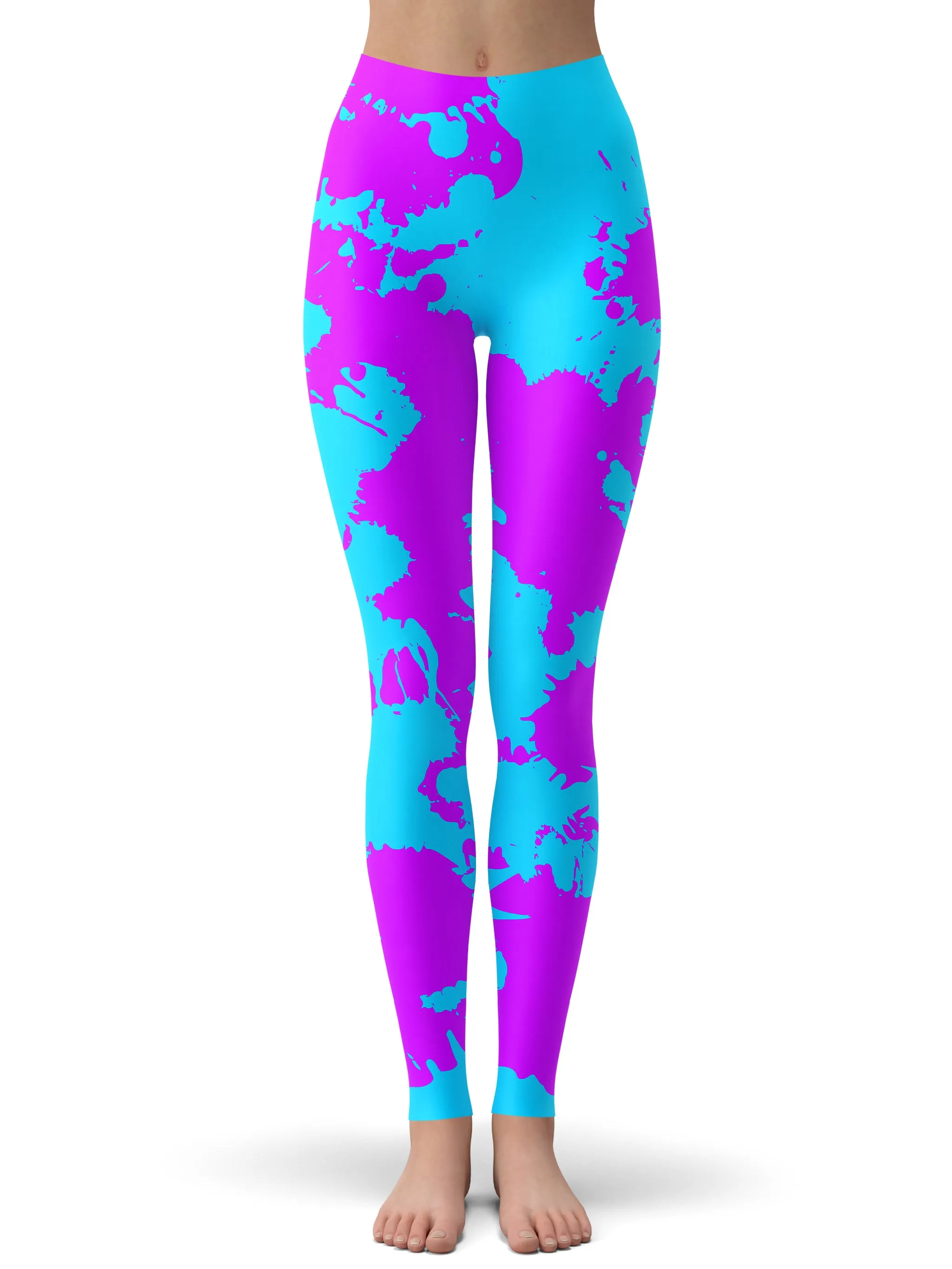 Blue and Purple Paint Splatter Crop Hoodie and Leggings Combo