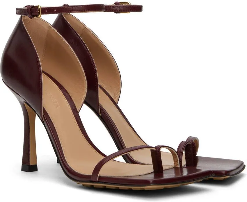 Bottega Veneta Burgundy Stretch Strap Heeled Sandals