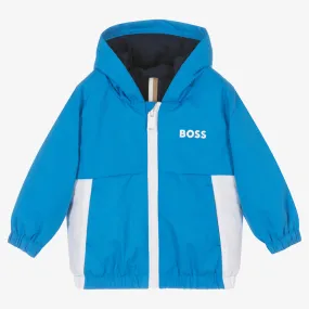 Boys Blue & White Hooded Coat