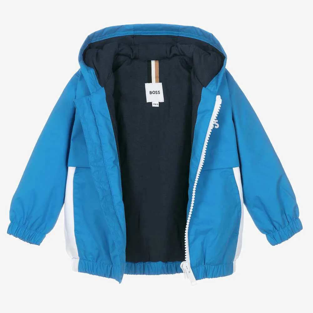 Boys Blue & White Hooded Coat