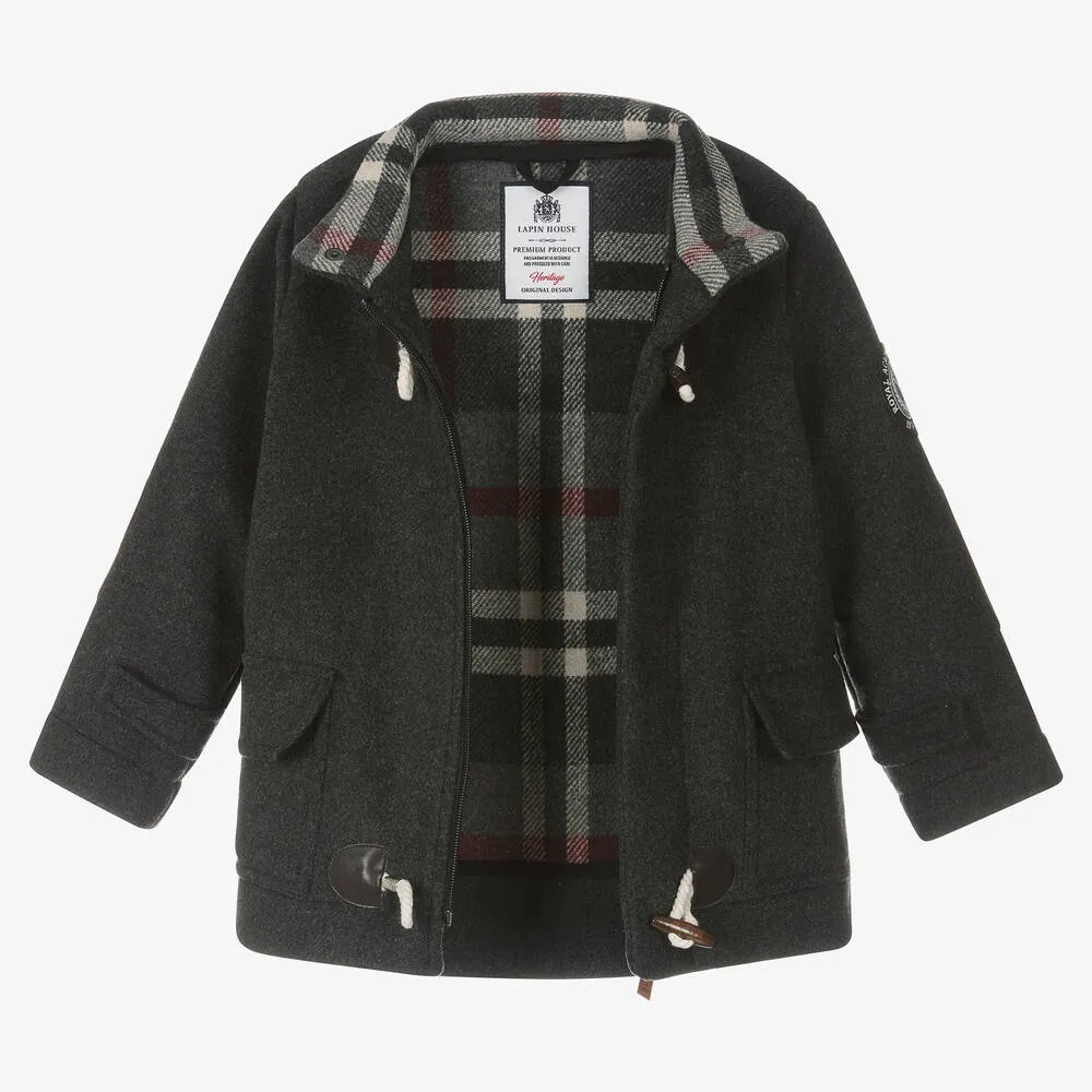 Boys Charcoal Grey Wool Duffle Coat