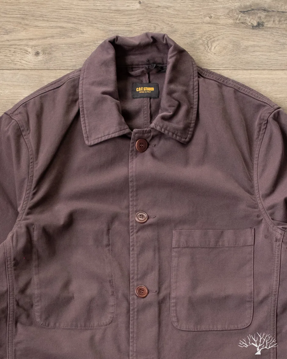 Brewer Jacket Cotton Structure - Burgundy