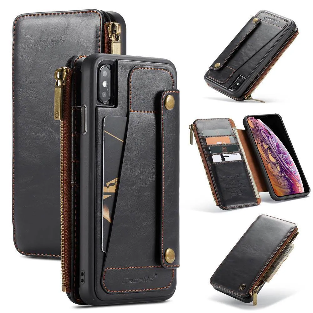 Business Zipper Wallet Detachable 2 in 1 Case For iPhone