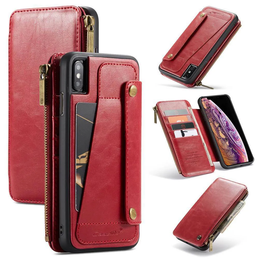 Business Zipper Wallet Detachable 2 in 1 Case For iPhone