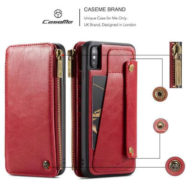 Business Zipper Wallet Detachable 2 in 1 Case For iPhone