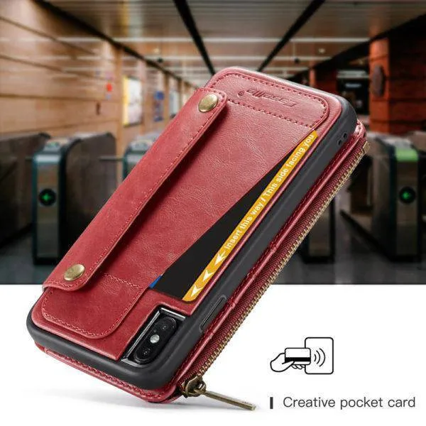 Business Zipper Wallet Detachable 2 in 1 Case For iPhone