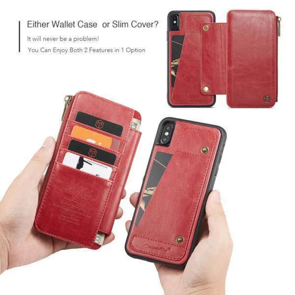 Business Zipper Wallet Detachable 2 in 1 Case For iPhone