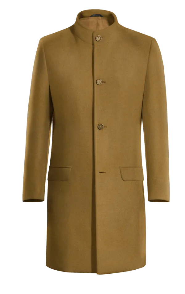 Camel Long Funnel neck Coat