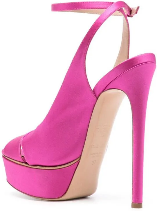 Casadei Flora Jolly 140mm satin sandals Pink