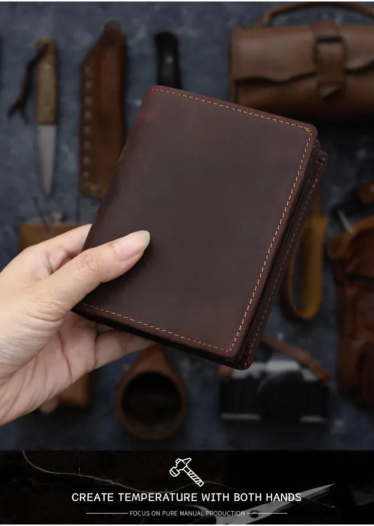 Casual Retro Style Genuine Leather Folded Wallet for Men and Women