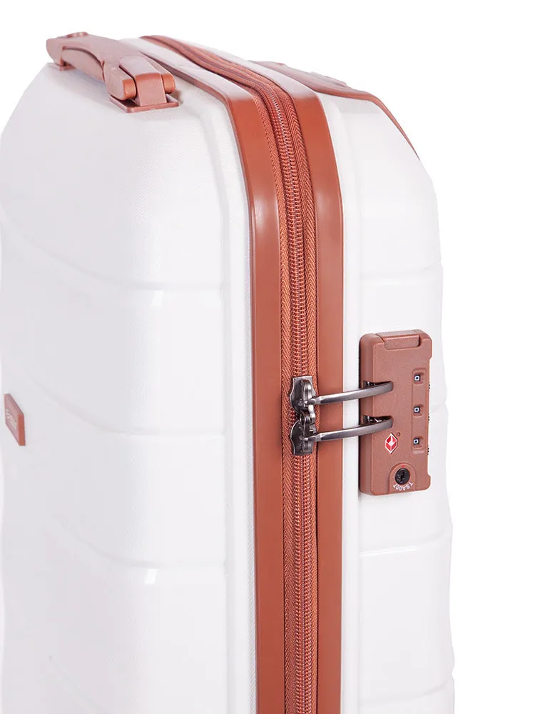 Cellini Spinn Trolley Case White/Tan