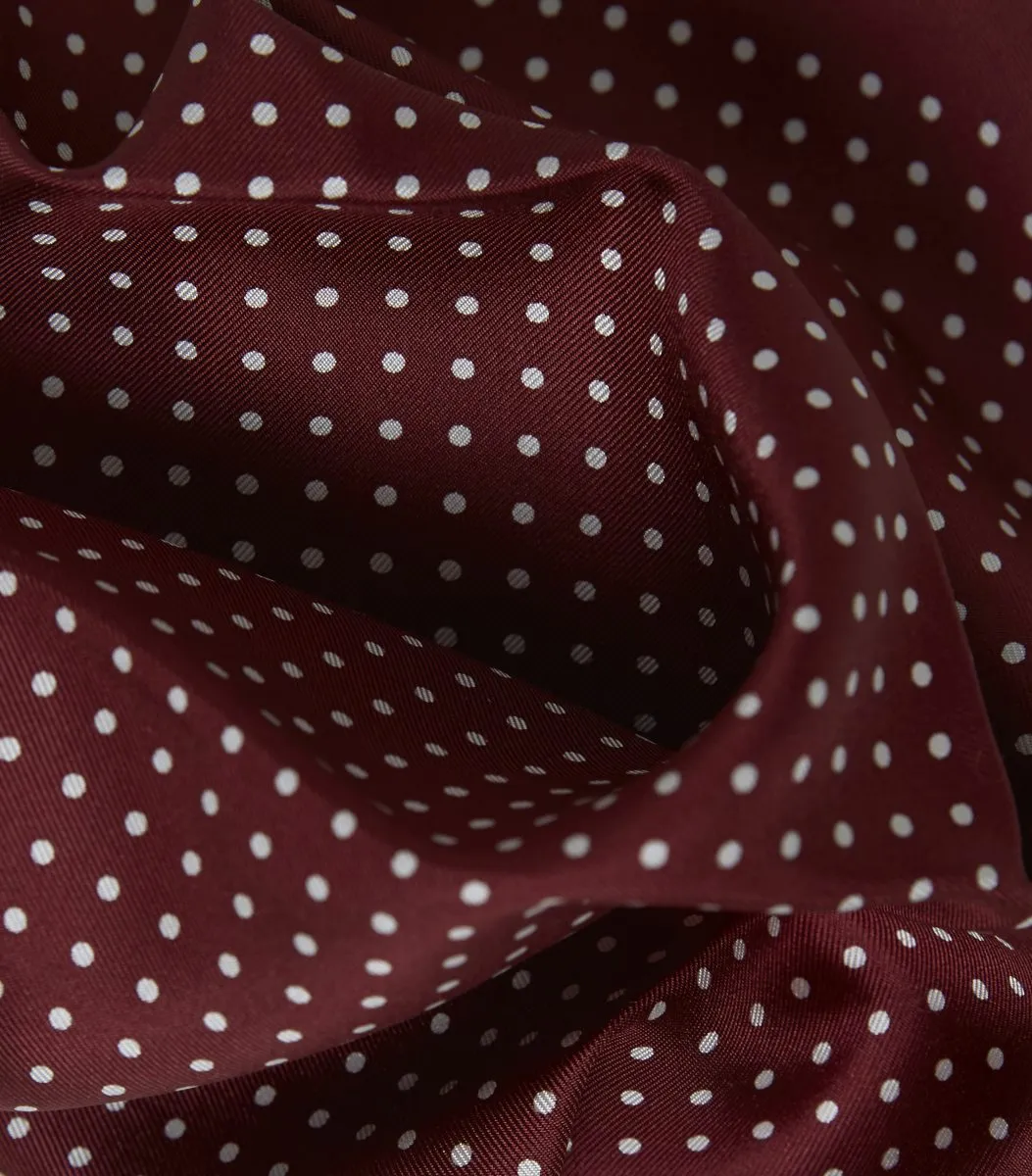 Claret Silk Spot Pocket Square