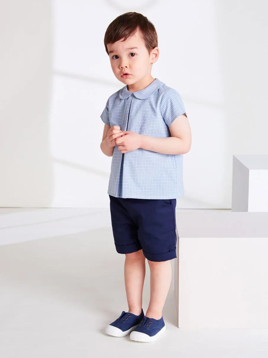 Classic Turn-up Hem Cotton Shorts in Navy (18mths-3yrs)