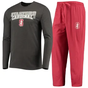 Concepts Sport Stanford Cardinal Cardinal/Heathered Charcoal Meter Long Sleeve T-Shirt & Pants Sleep Set