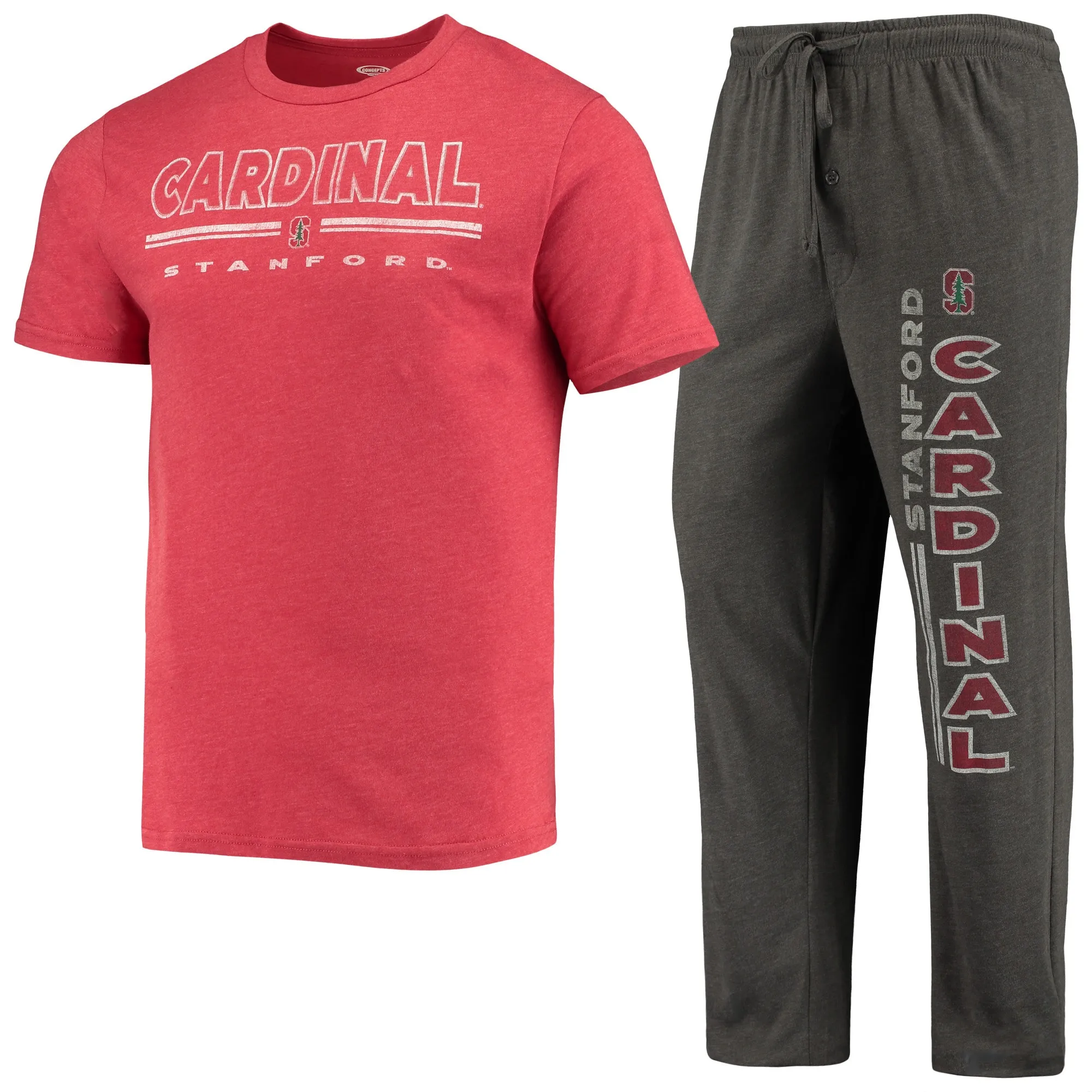 Concepts Sport Stanford Cardinal Heathered Charcoal/Cardinal Meter T-Shirt & Pants Sleep Set