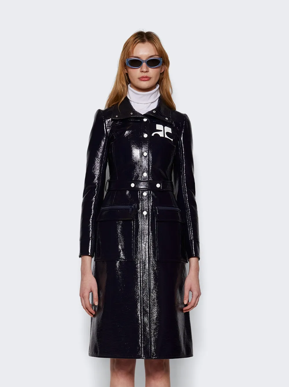 Courrèges   Reedition Vinyl Trench Coat Navy 