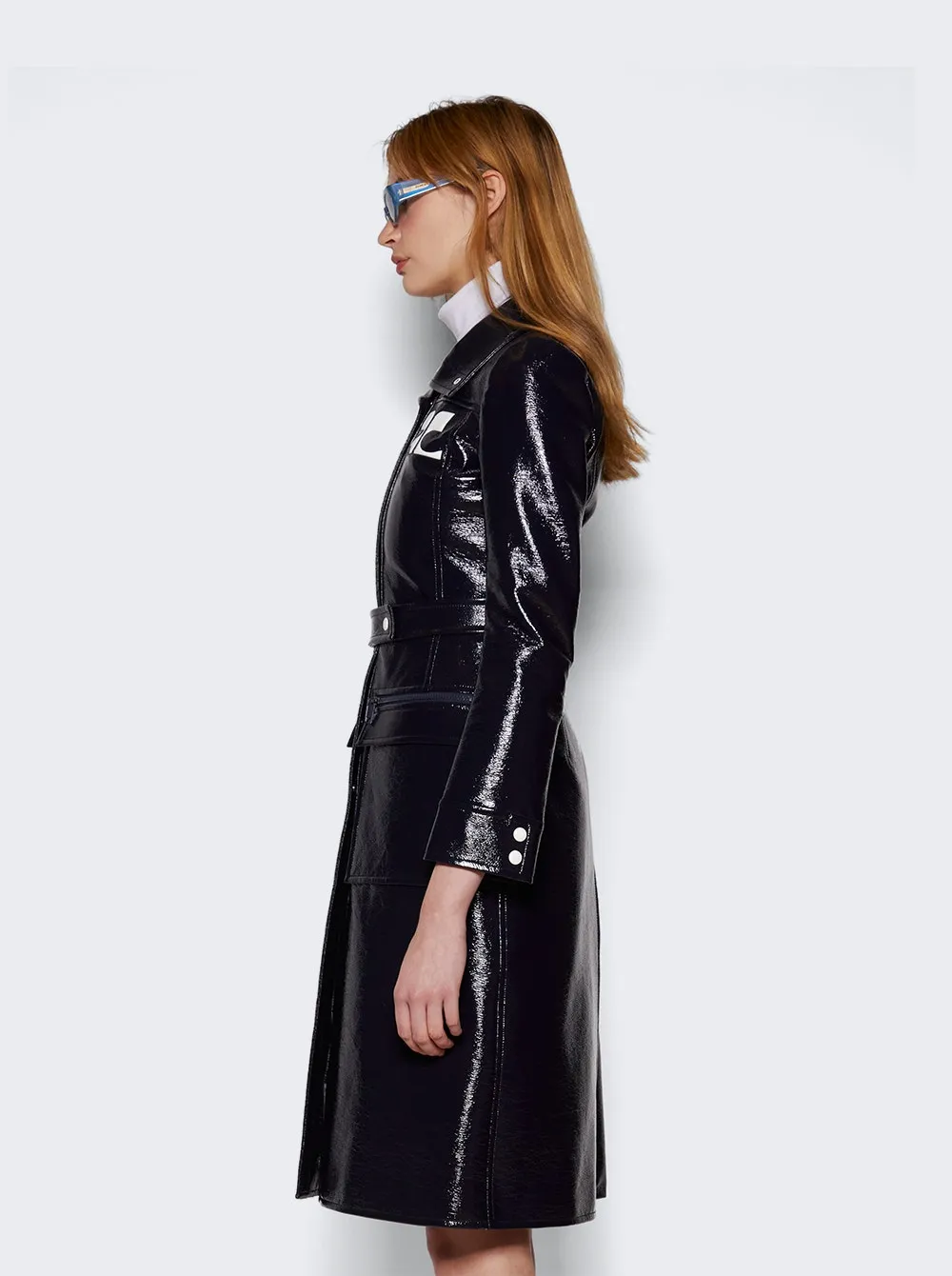 Courrèges   Reedition Vinyl Trench Coat Navy 