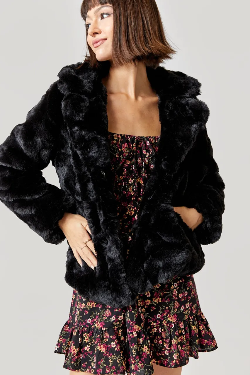 Crissie Button Front Faux Fur Coat