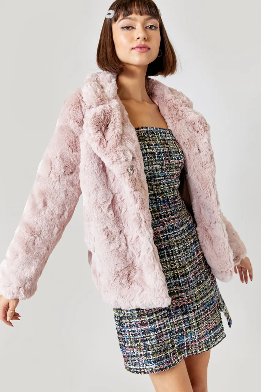 Crissie Button Front Faux Fur Coat