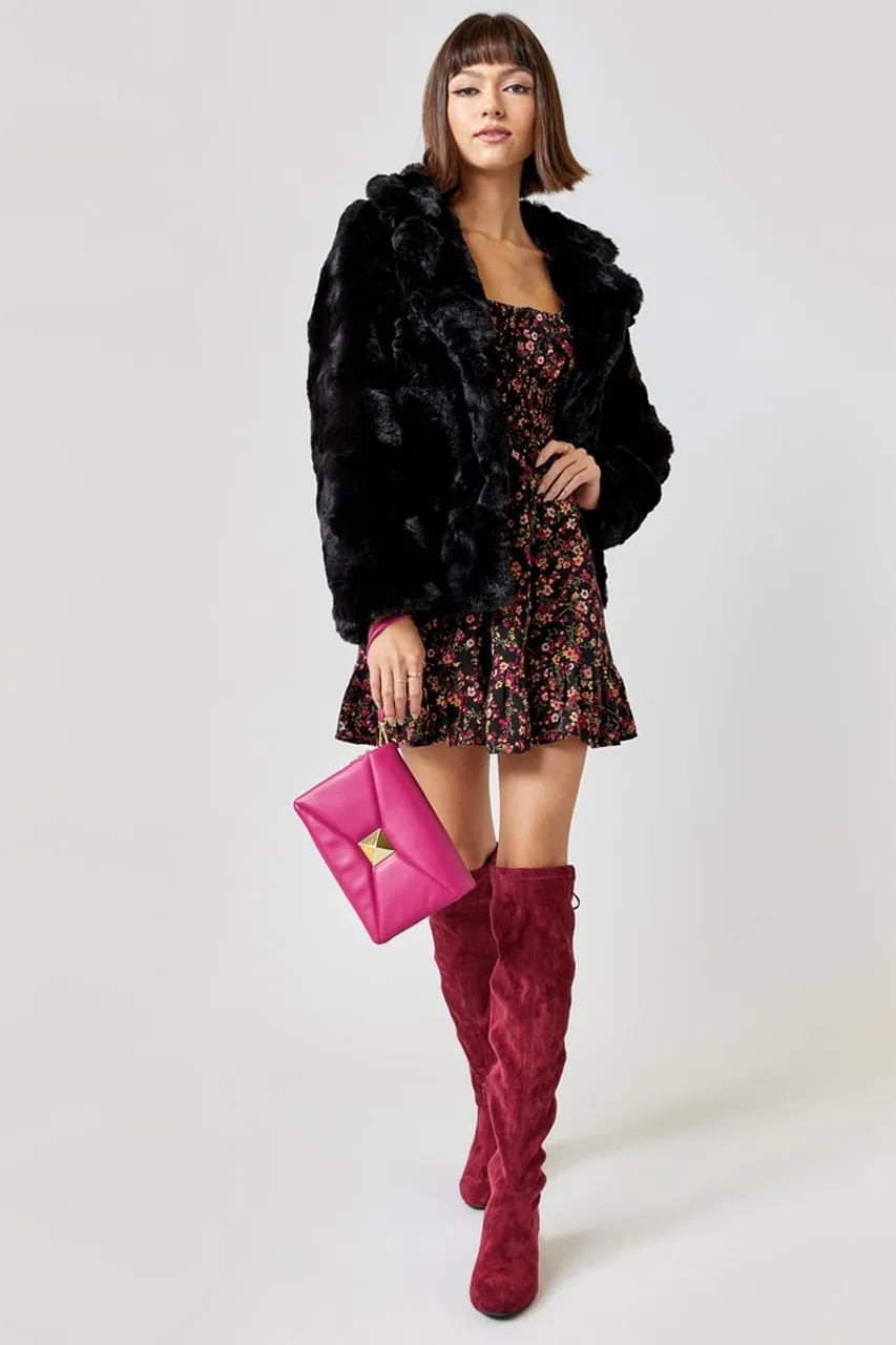 Crissie Button Front Faux Fur Coat