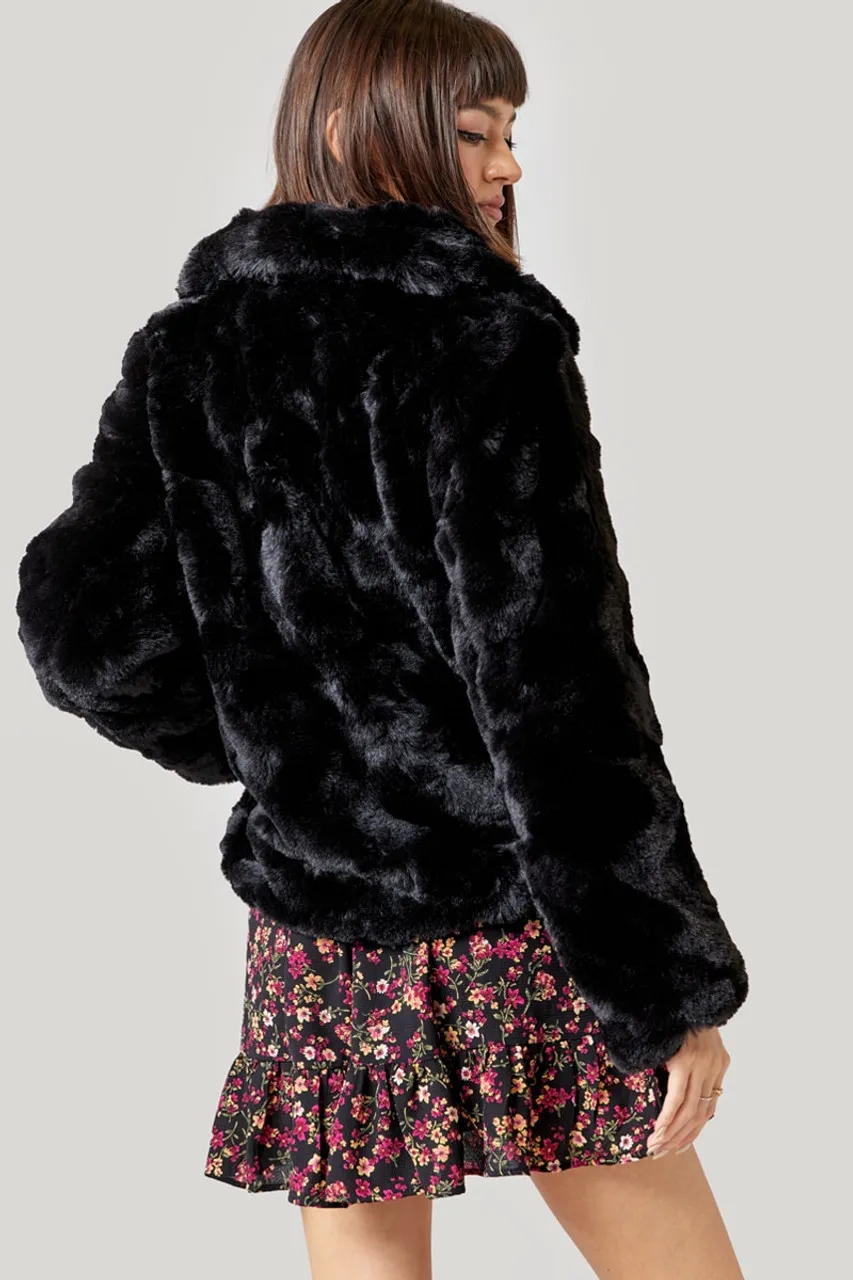 Crissie Button Front Faux Fur Coat