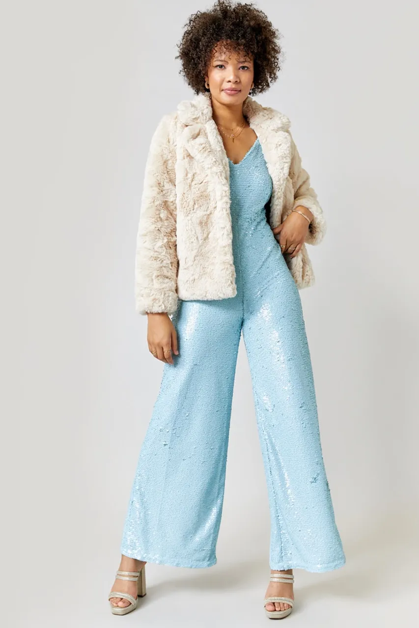 Crissie Button Front Faux Fur Coat