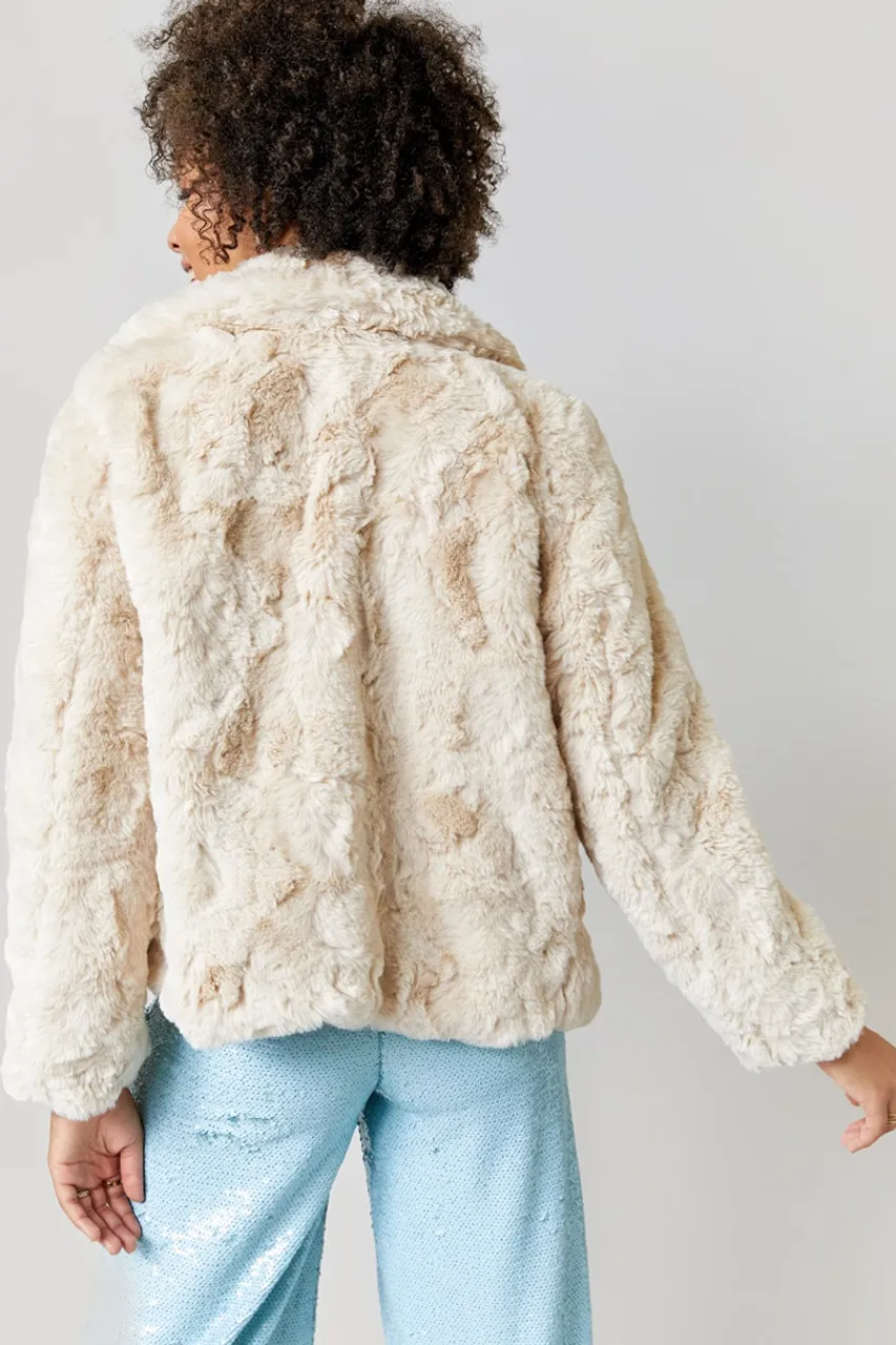 Crissie Button Front Faux Fur Coat