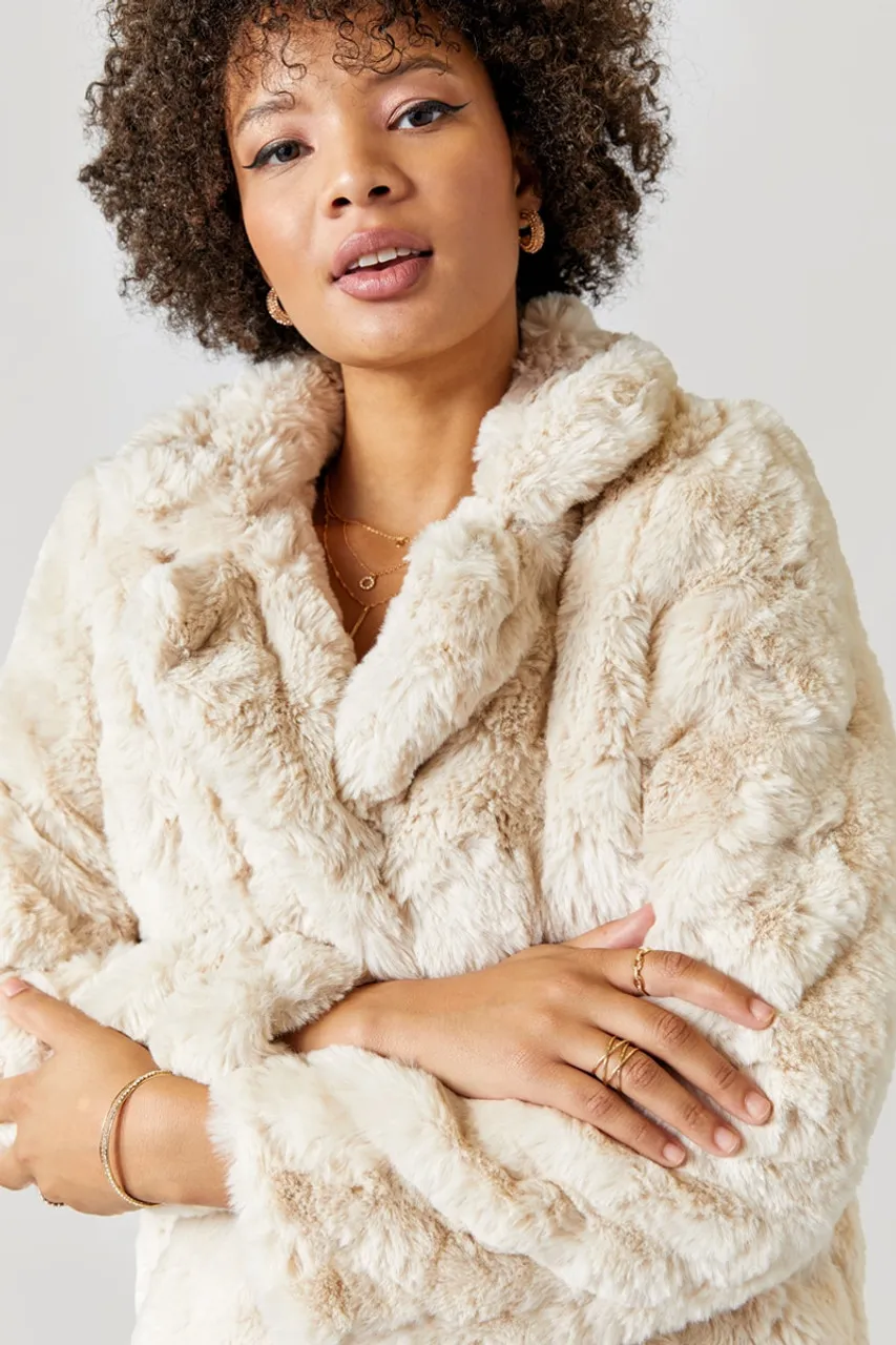 Crissie Button Front Faux Fur Coat