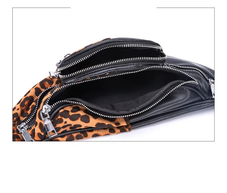 Crossbody Fashion Large Leopard Prints Adjustable Fanny Waist Pack Bag