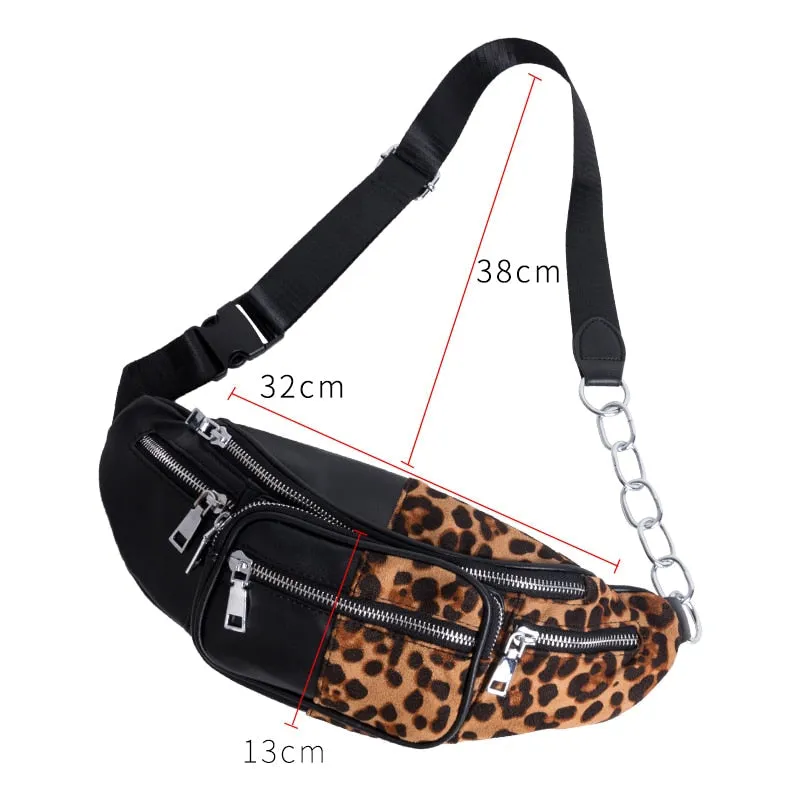 Crossbody Fashion Large Leopard Prints Adjustable Fanny Waist Pack Bag