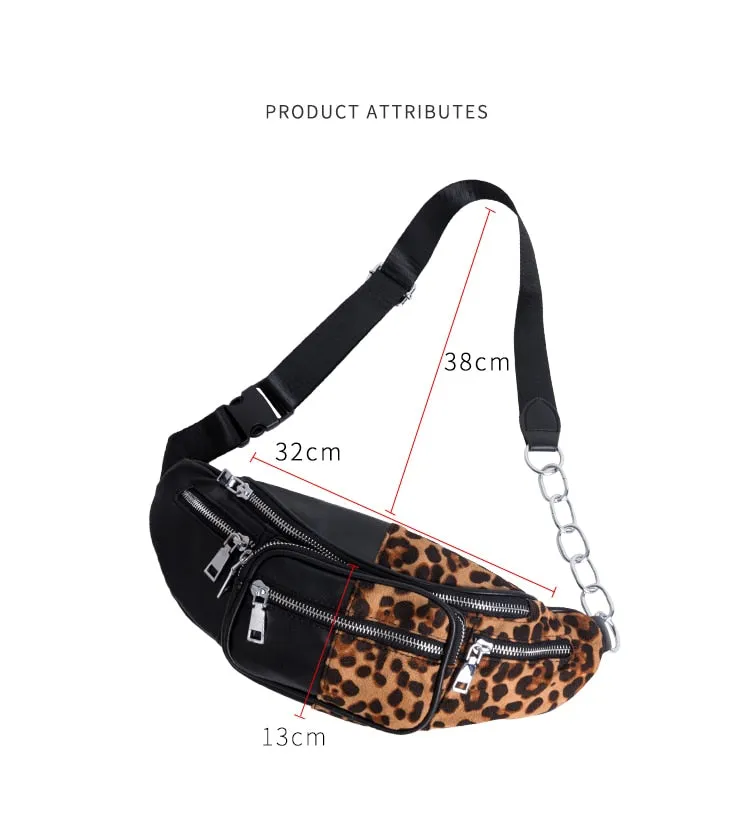 Crossbody Fashion Large Leopard Prints Adjustable Fanny Waist Pack Bag