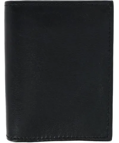 CTM Men's Lambskin Bifold Wallet with Center Flap