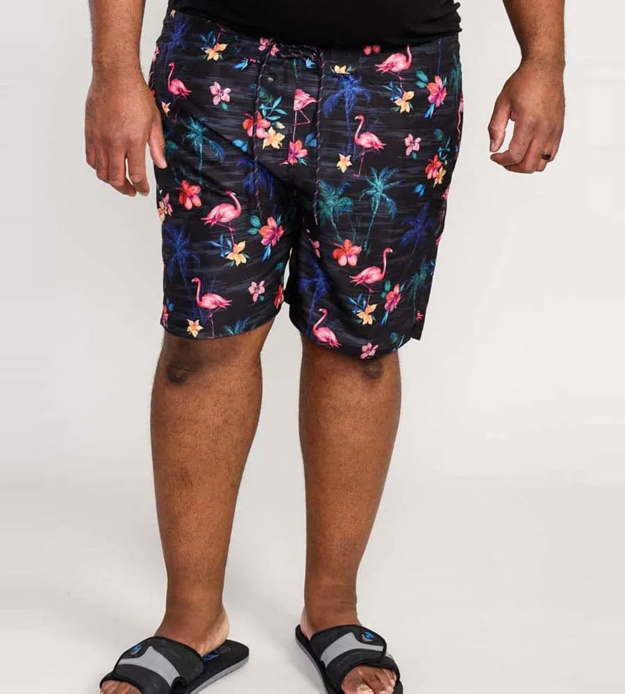 D555 Big Mens Flamingo and Palm Tree Printed Swim Shorts (CAMPTON)