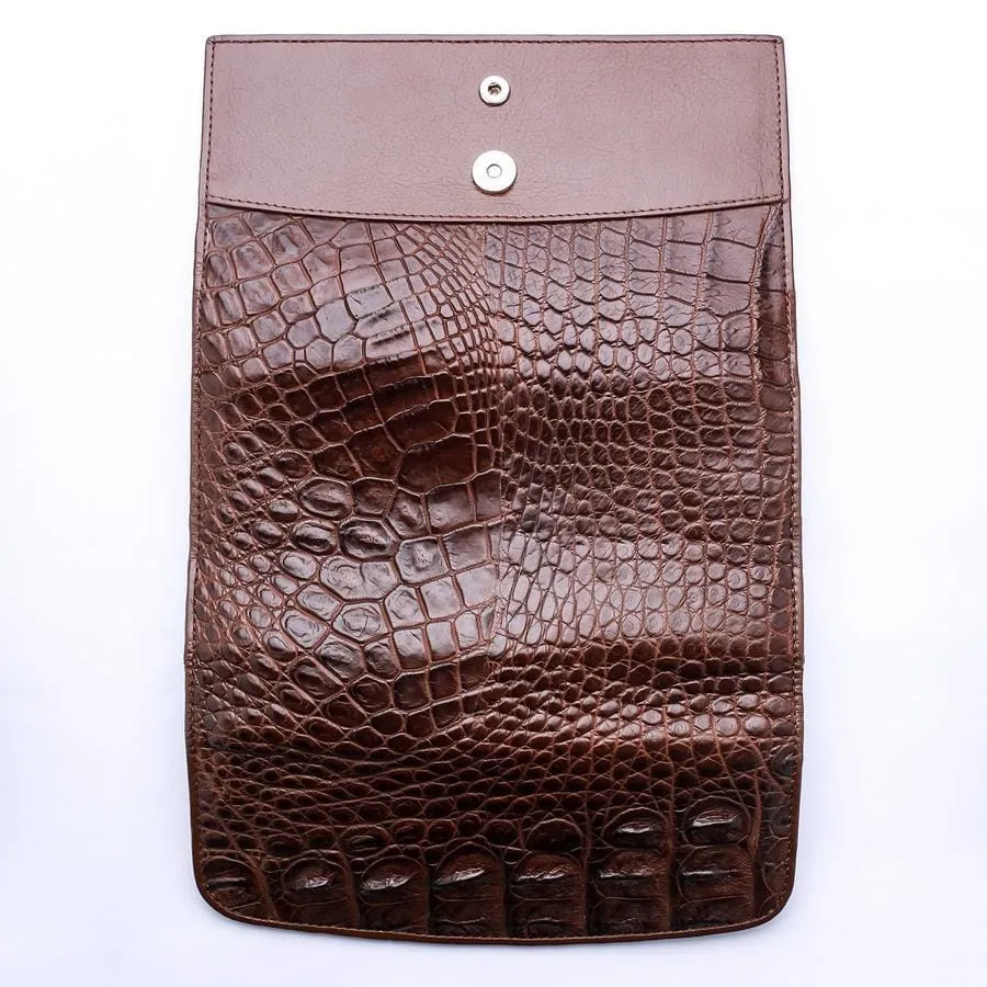 Dark Brown Genuine Crocodile Backbone Skin Womens Wallet