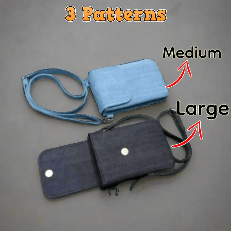 Denim Phone Crossbody Bag PDF Download Pattern (3 sizes included)