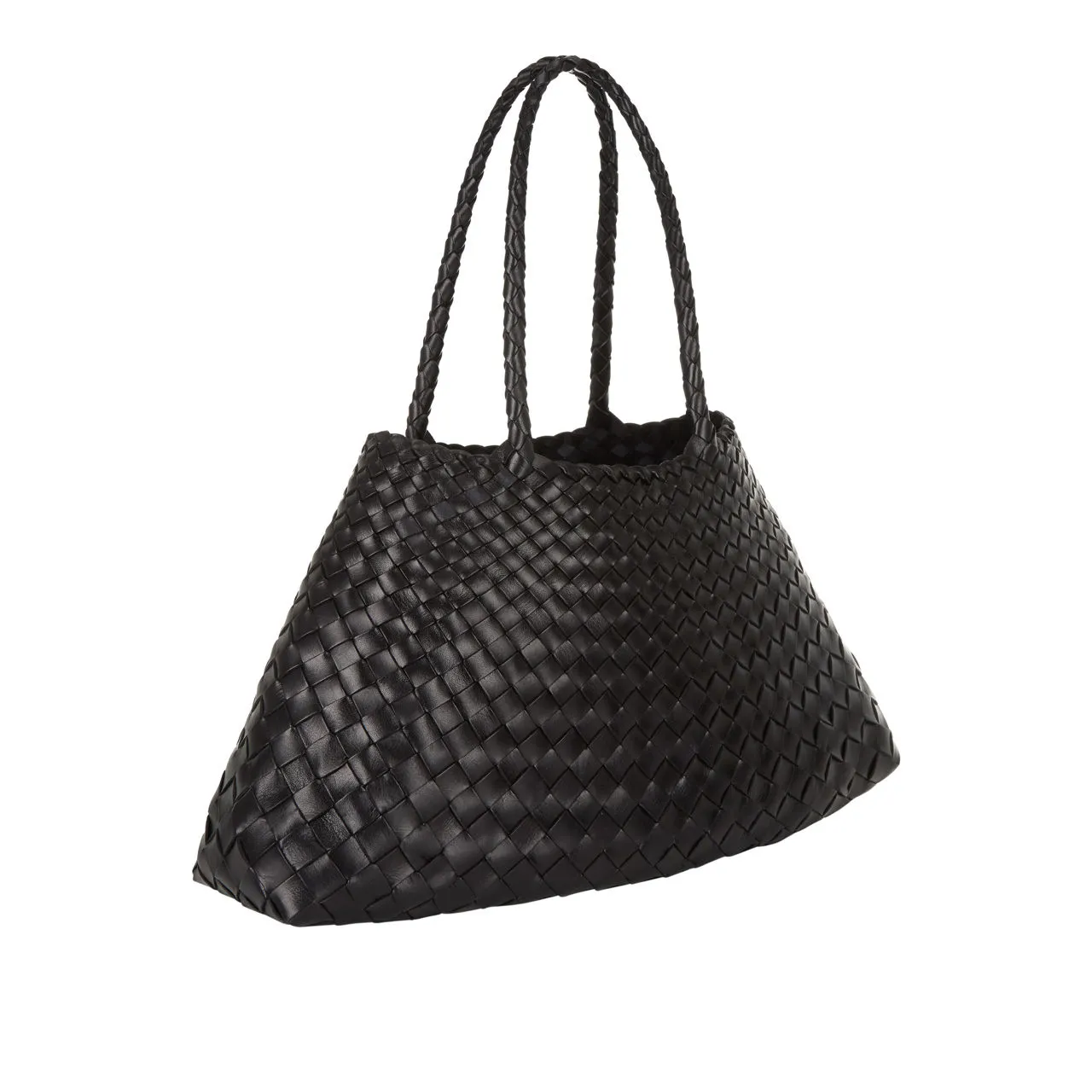 DRAGON DIFFUSION Santa Croce Woven Leather Tote Bag - Black