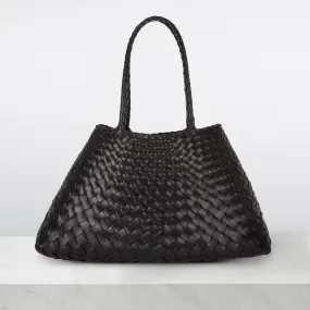 DRAGON DIFFUSION Santa Croce Woven Leather Tote Bag - Black