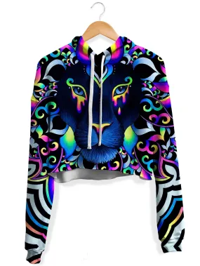 Electric Lion Fleece Crop Hoodie