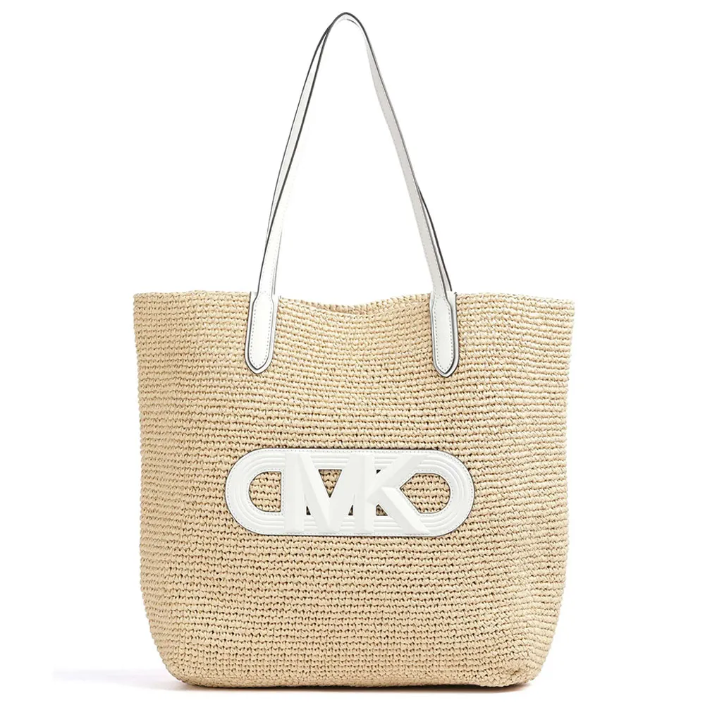 Eliza Extra-Large Empire Logo Straw Tote Bag